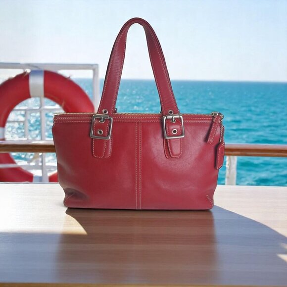 Coach Handbags - COACH Vintage Legacy Zip Satchel in cherry red.